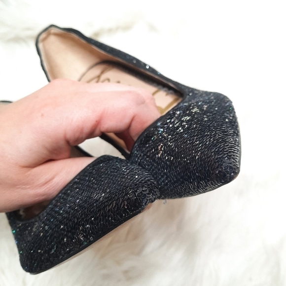 Same Edelman Black Sequined Hazel Pump High Heels 6 - Picture 5 of 9